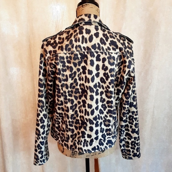 Easel Cheetah Leopard Moto Jacket Faux Suede Full Zip Size M - Picture 6 of 15